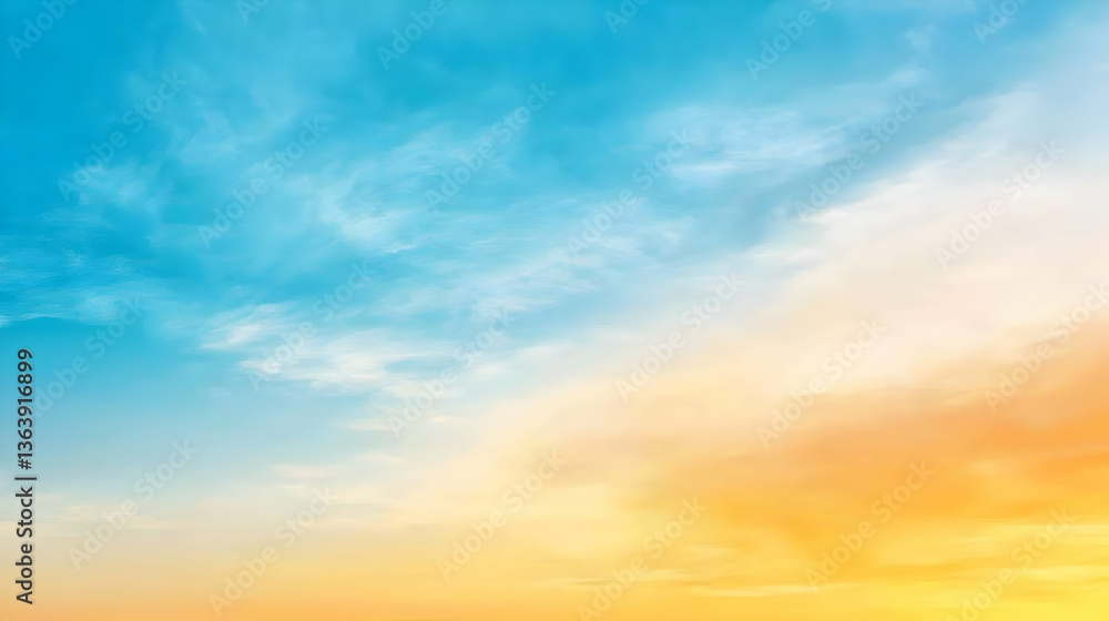 Obraz premium Colorful Sunset Sky With Fluffy Clouds