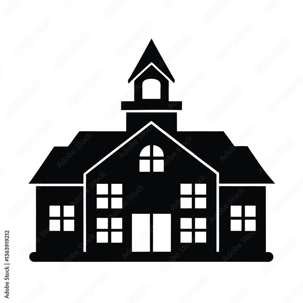 Fototapeta premium School building vector silhouette