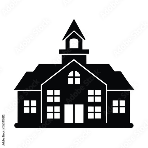 School building vector silhouette