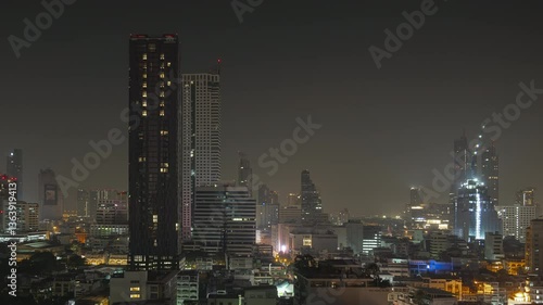 Wallpaper Mural night time illuminated bangkok city center downtown rooftop panorama 4k timelapse thailand  Torontodigital.ca
