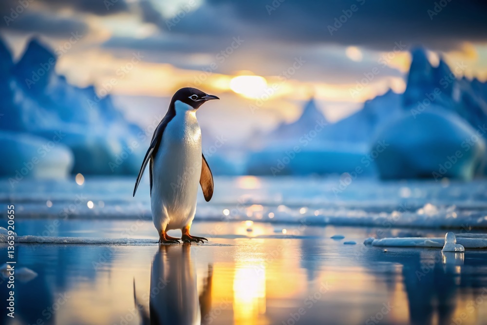 Fototapeta premium Adorable Penguin on Pristine Antarctic Ice - Wildlife Photography