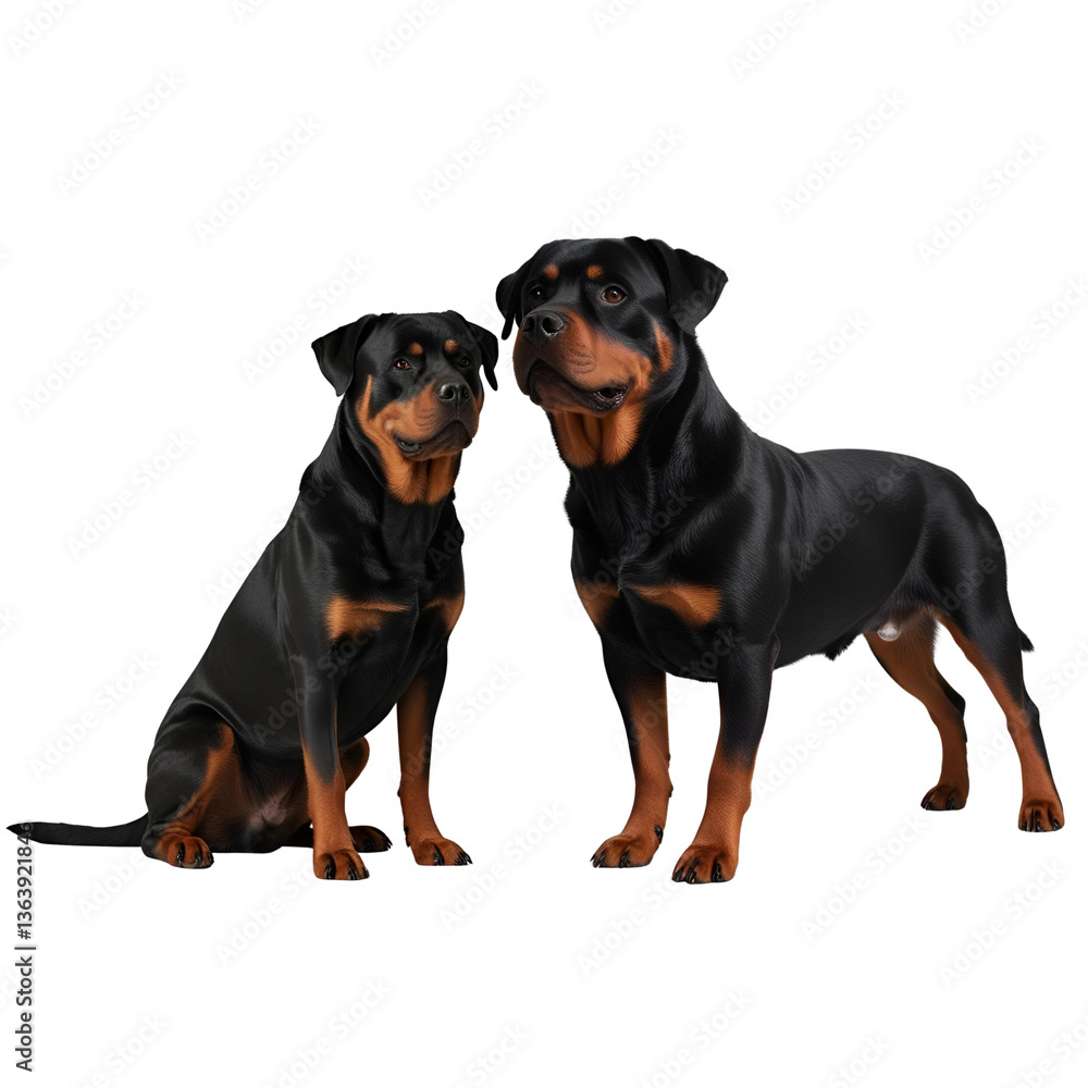 Fototapeta premium close up of a Rottweiler dog with white backdrop
