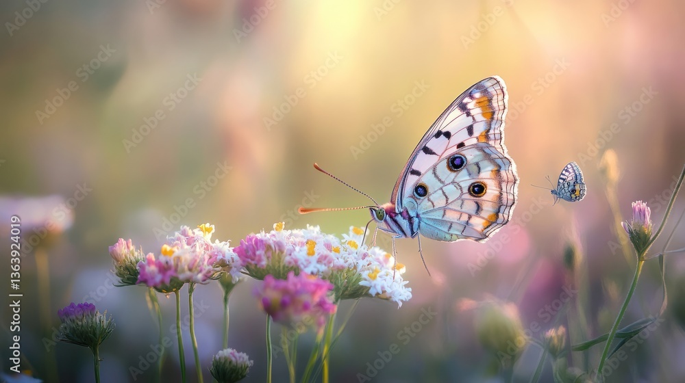 Naklejka premium Butterfly & Cosmos