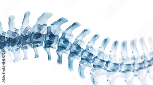 Spine: An abstract close-up of a human spine illuminated with an ethereal glow