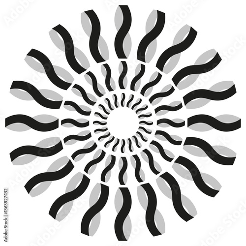 Obraz na płótnie Wave spiral pattern. Abstract radial symmetry. Optical illusion effect. Black and white contrast. w salonie
