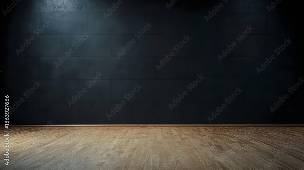 Empty Dark Room With Wooden Floor And Spotlight Empty Dark Room With Wooden Floor And Spotlight