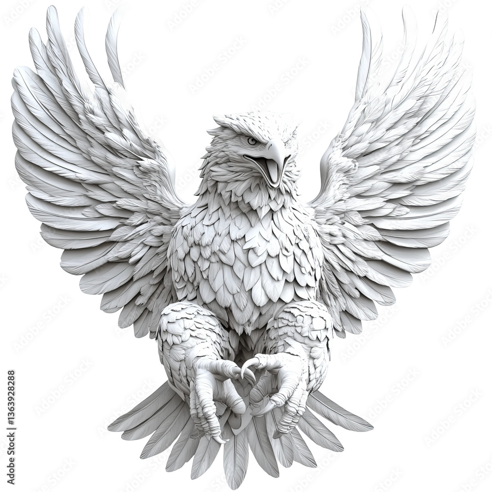 Obraz premium Realistic 3D Griffin with Wings Outstretched, Isolated on Transparent Background