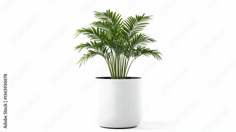 Obraz premium Potted Palm Plant In White Modern Planter