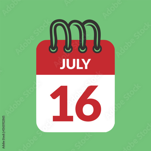 July 16 Calendar icon vector illustration.