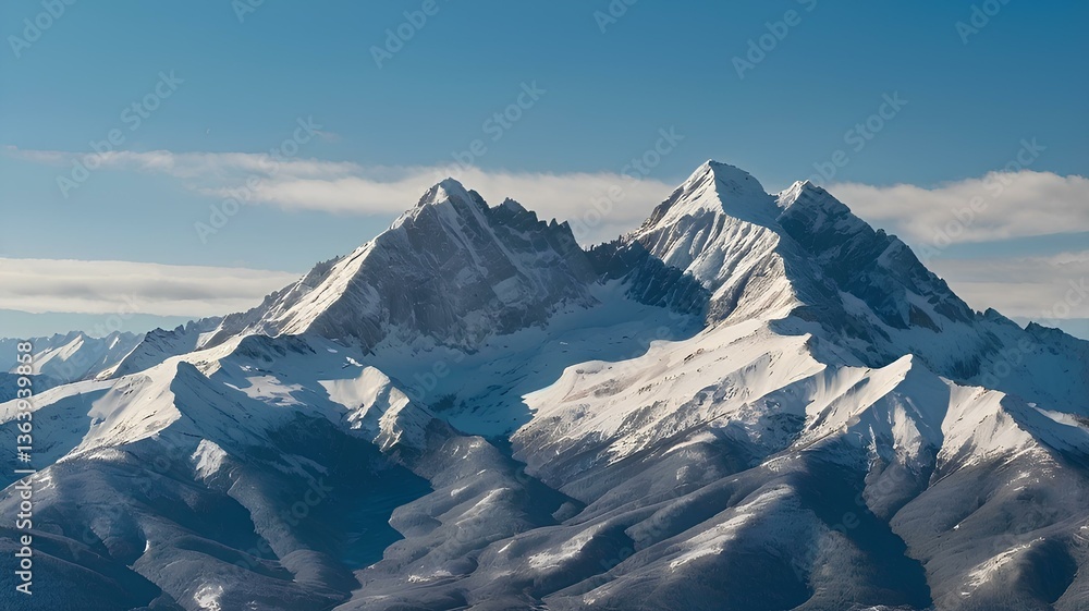 Fototapeta premium Majestic Snow-Capped Mountains Under a Clear Blue Sky