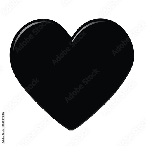 Solid Black Heart Vector Icon – Simple Bold Heart Shape Symbol for Love, Emo, Gothic, Romance & Design Use