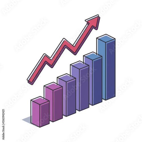 A graph with a red arrow pointing upwards, representing business growth, financial success, and positive market trends isolated on a transparent background. Free Download A graph with a red arrow pointing upwards, representing business growth, financial success, and positive market trends isolated on a transparent background. - GFXLoad