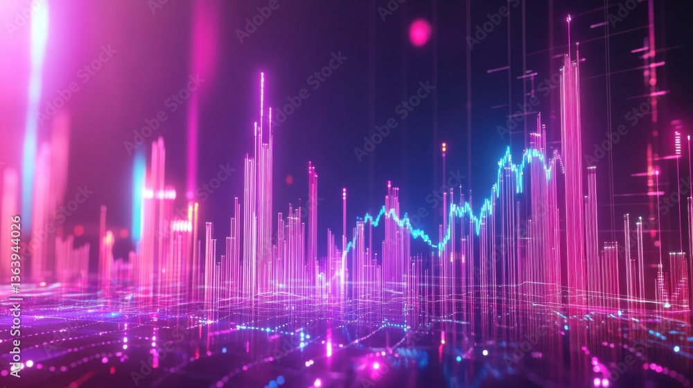 A highly detailed futuristic stock market chart with a rising trend, glowing neon effect, digital data visualization, financial analytics, and holographic interface in a high-tech style A highly detailed futuristic stock market chart with a rising trend, glowing neon effect, digital data visualization, financial analytics, and holographic interface in a high-tech style