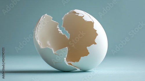 3d broken egg, chicken shell. Isolated break or open eggshell animal bird peel, empty and fragile easter set. Cooking ingredient. Isolated elements. Vector exact realistic illustration