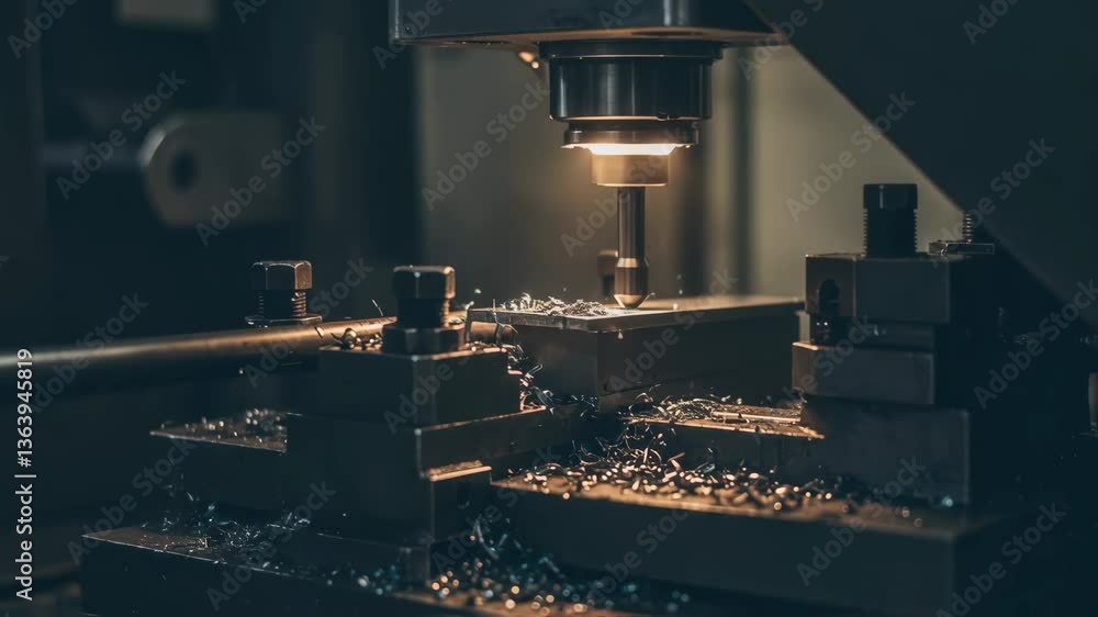 Industrial metal cutting machine in operation. Sparks flying from precision manufacturing process. Automated metalworking equipment for fabrication industry. Industrial metal cutting machine in operation. Sparks flying from precision manufacturing process. Automated metalworking equipment for fabrication industry.