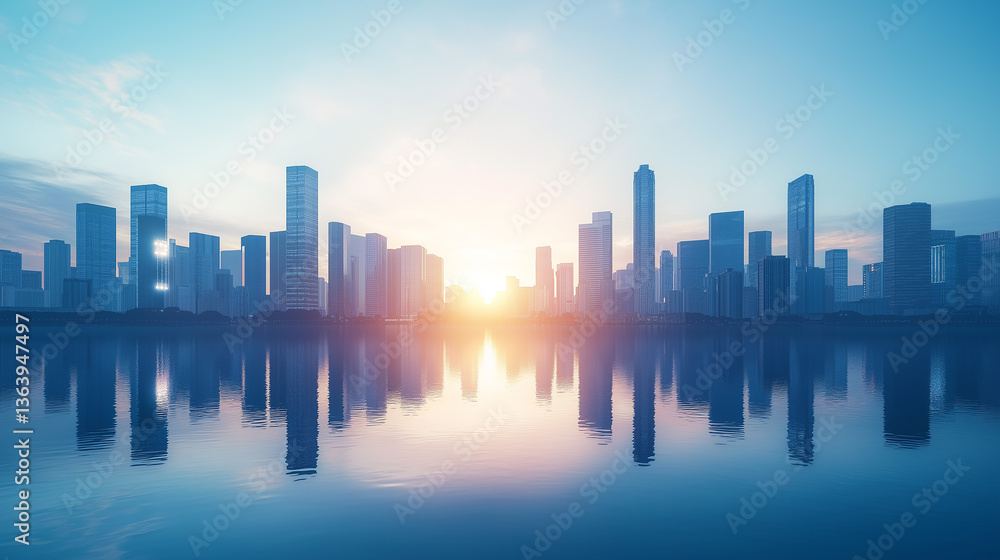 city skyline at sunset city skyline at sunset