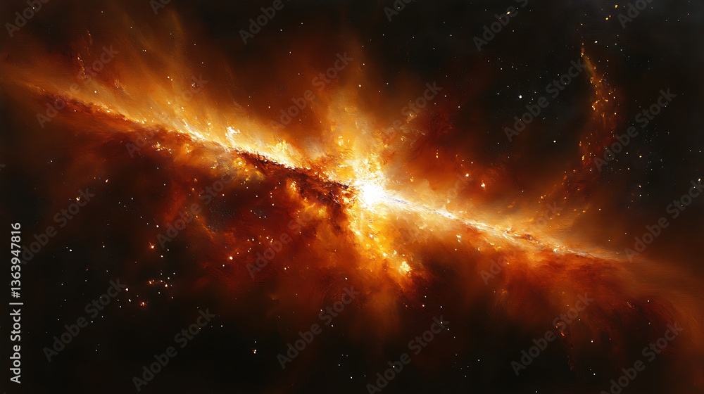 Fototapeta premium Fiery cosmic explosion in space.