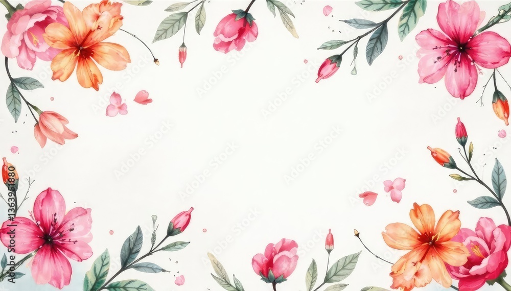 Fototapeta premium Delicate watercolor floral pattern, soft pastel hues, elegant design , floral, summer, art