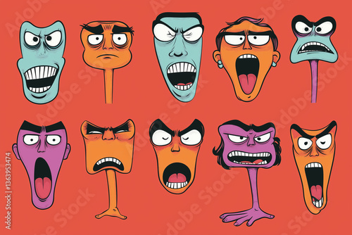 set of funny cartoon monsters