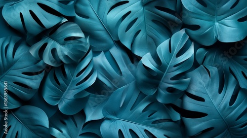 Wallpaper Mural Tropic leaves 3D. Leaf plant, frame green nature. Tree exotic, foliage forest. Design background, poster modern typography. Wedding invitations, spa brochure, posters. Vector decoration exact flyer Torontodigital.ca