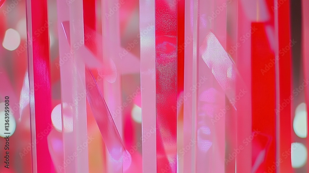 Naklejka premium Colorful ribbons hanging vertically create an abstract aesthetic composition