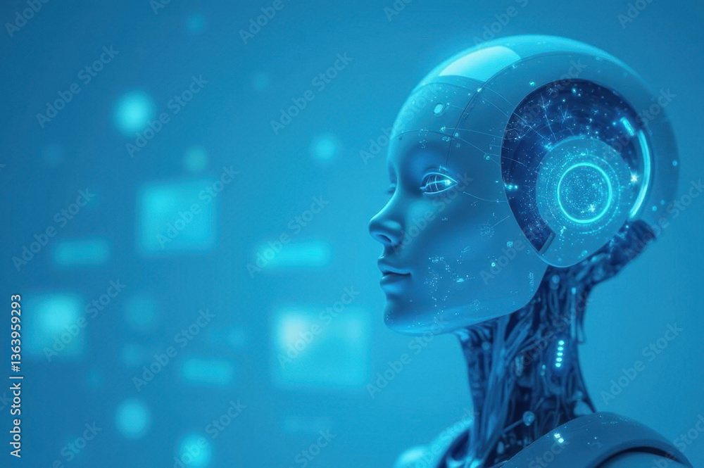 Obraz premium Futuristic chatbot processing user queries digital realm holographic interface