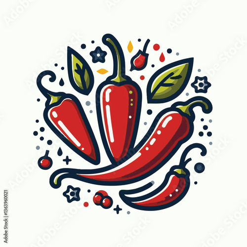 hot, chili, food, spicy, red, spice, vegetable, pepper, chilli, fresh, isolated, mexican, vector, background, ingredient, taste, organic, cooking, cuisine, jalapeno, flavor, plant, cayenne, paprika, h