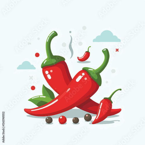 hot, chili, food, spicy, red, spice, vegetable, pepper, chilli, fresh, isolated, mexican, vector, background, ingredient, taste, organic, cooking, cuisine, jalapeno, flavor, plant, cayenne, paprika, h