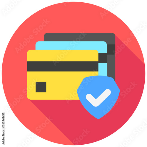 Card Payment rounded flat mini illustration color icon, use for economy, business, finance, ecommerce, payment service UI, UX kit, app and web development, digital or print.