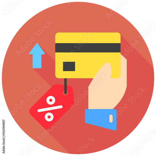Overdraft rounded flat mini illustration color icon, use for economy, business, finance, ecommerce, payment service UI, UX kit, app and web development, digital or print.