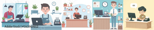 vector of young man guarding the cashier