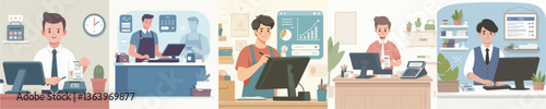 vector of young man guarding the cashier