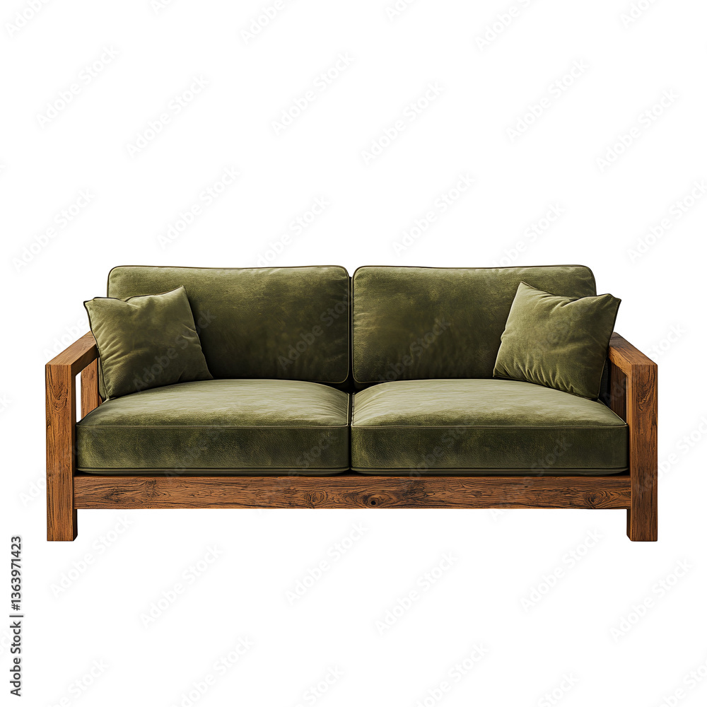 Fototapeta premium Olive green sofa studio shot