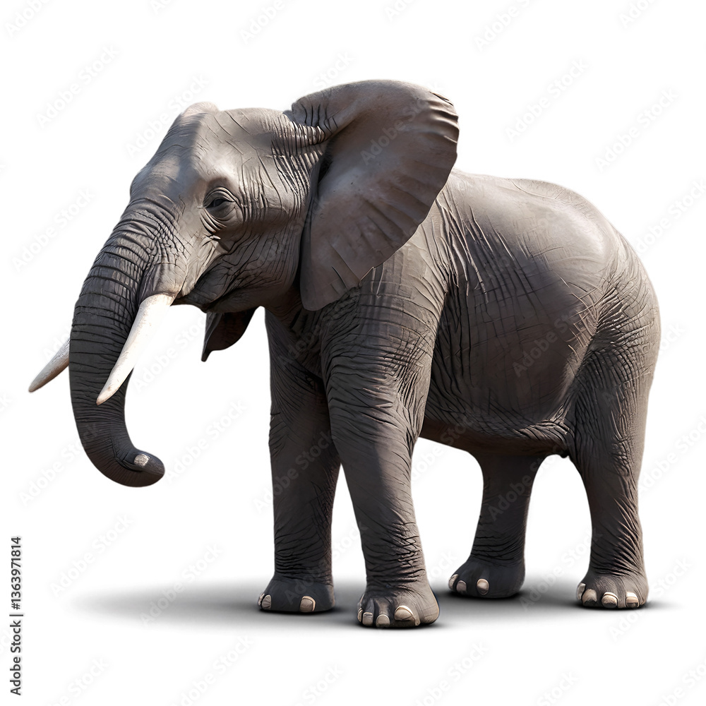 Obraz premium Elephant isolated on white, generative ai , PNG