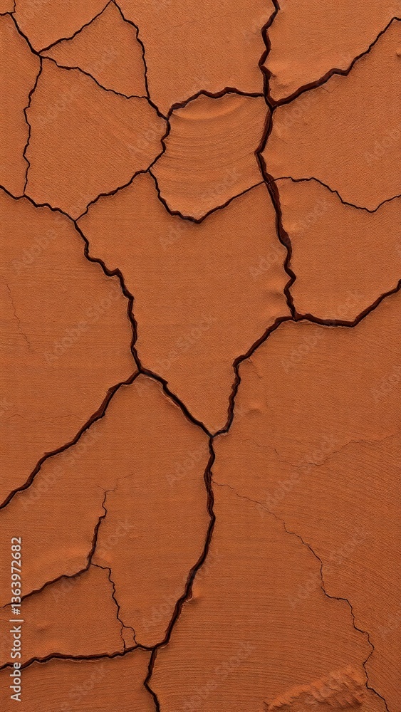 Fototapeta premium Brown rock texture with cracks. Rough mountain surface. Close-up. Stone background for design.