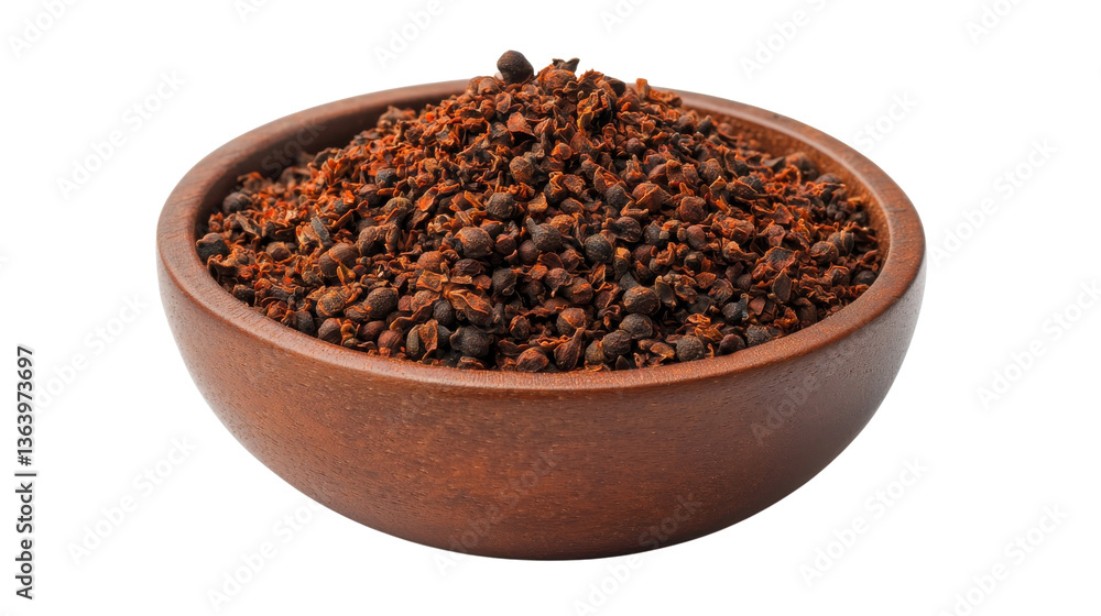 A wooden bowl filled with aromatic and finely ground spices for culinary creations and delicious meals. A wooden bowl filled with aromatic and finely ground spices for culinary creations and delicious meals.