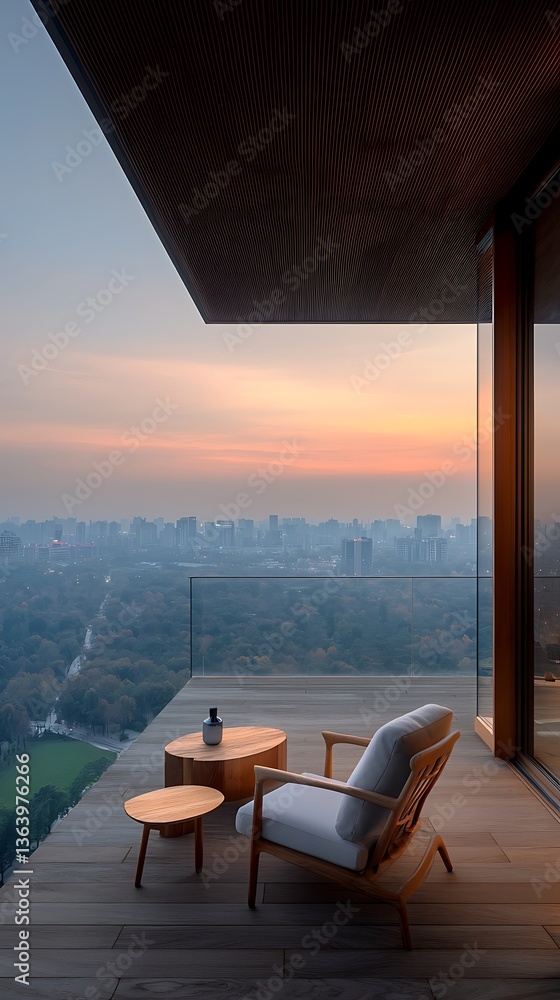 Obraz premium Sunset City View Terrace Relax.