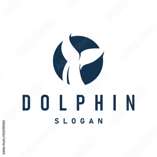 ocean animal silhouette design dolphin logo concept with black silhouette minimalist simple illustration of ocean product brand template
