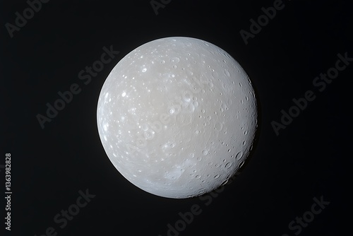 Obraz na płótnie A spherical celestial body displaying craters against a vast black background w salonie