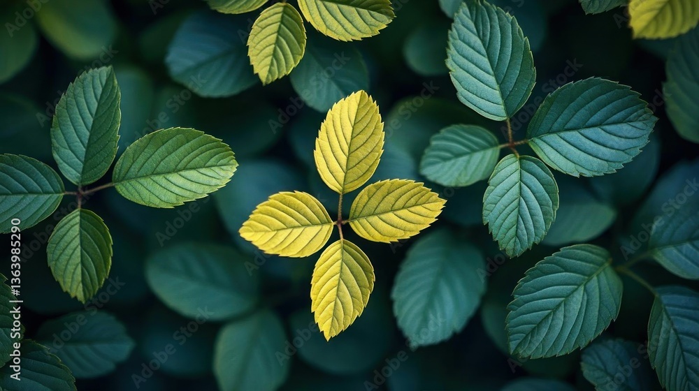 Obraz premium Vibrant Green and Yellow Leaves Nature Background