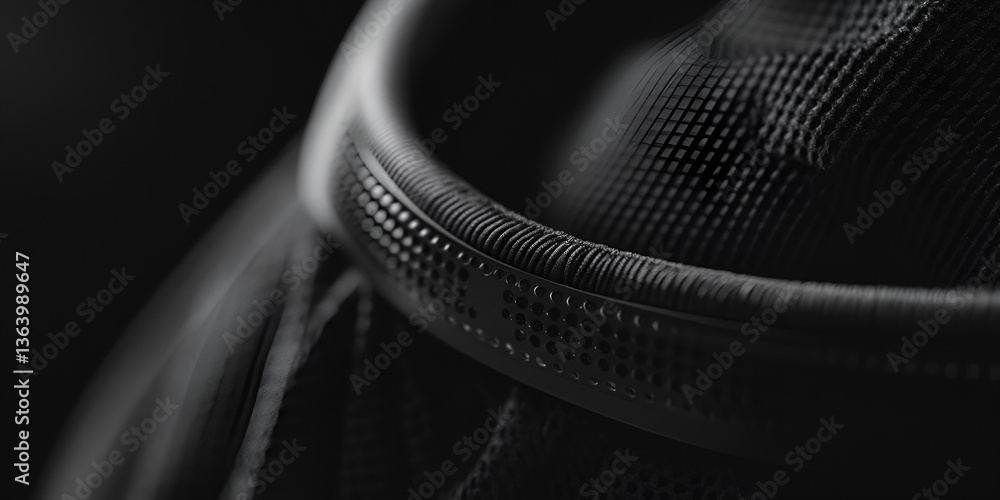 Close-Up of Black Textured Fabric with Modern Design Details, black textured fabric, close-up detail, modern design
Close-Up of Black Textured Fabric with Modern Design Details, black textured fabric, close-up detail, modern design
