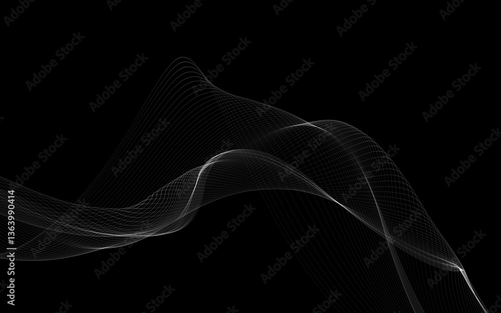Naklejka premium Dark abstract background with a glowing abstract waves