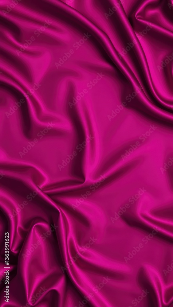 Fototapeta premium Dark magenta purple silk satin. Soft folds on a shiny fabric. Luxury background with space for design. Banner. Wide. Long. Panoramic. Christmas, Valentine. Flat lay, top view table. Template.