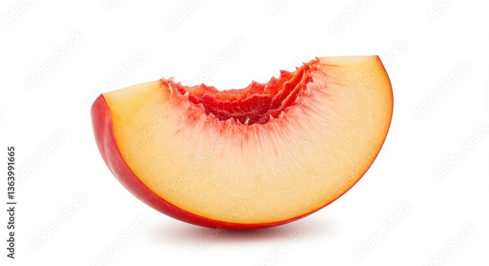 Ripe Peach Slice on White Background Ripe Peach Slice on White Background
