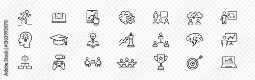 Education and Learning Icons Set for Academic and Professional Growth, Workshop Icon Set - Teamwork, Coaching and Educational Activities Vector Collection