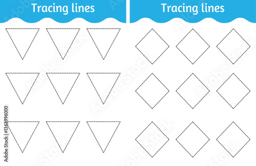 Vector illustration. Coloring book letter for kids. Worksheet for preschool, kindergarten, and school age. Trace line.