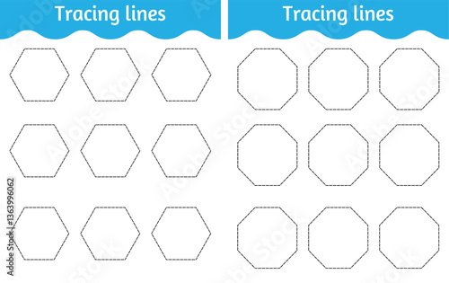 Vector illustration. Coloring book letter for kids. Worksheet for preschool, kindergarten, and school age. Trace line.