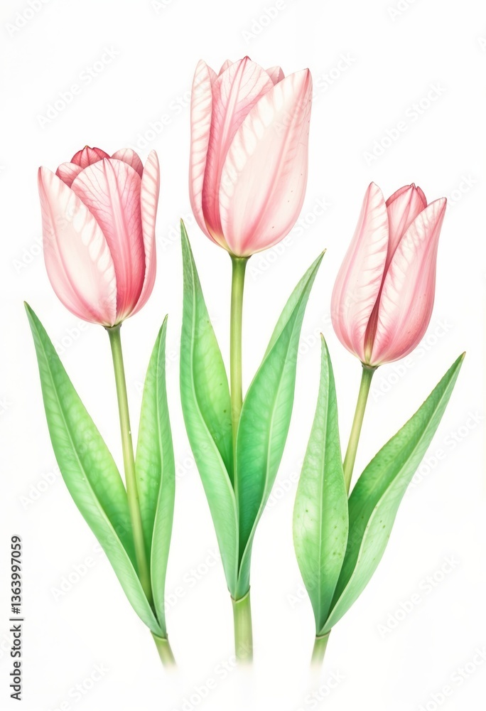 Obraz premium Pink and White Tulips – High-Quality Floral Stock Image