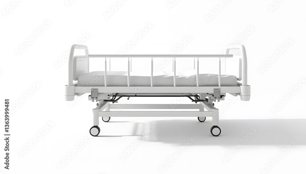 Clean White Hospital Bed Medical Equipment Healthcare Facility Sterile Environment Clean White Hospital Bed Medical Equipment Healthcare Facility Sterile Environment