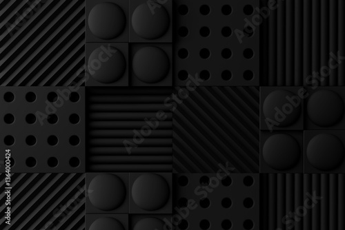Fototapeta Naklejka Na Ścianę i Meble -  Black wall panel background, abstract pattern design